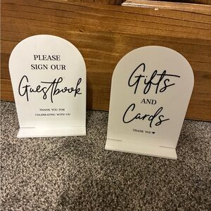 Elegant White Guestbook and Cards Sign Set